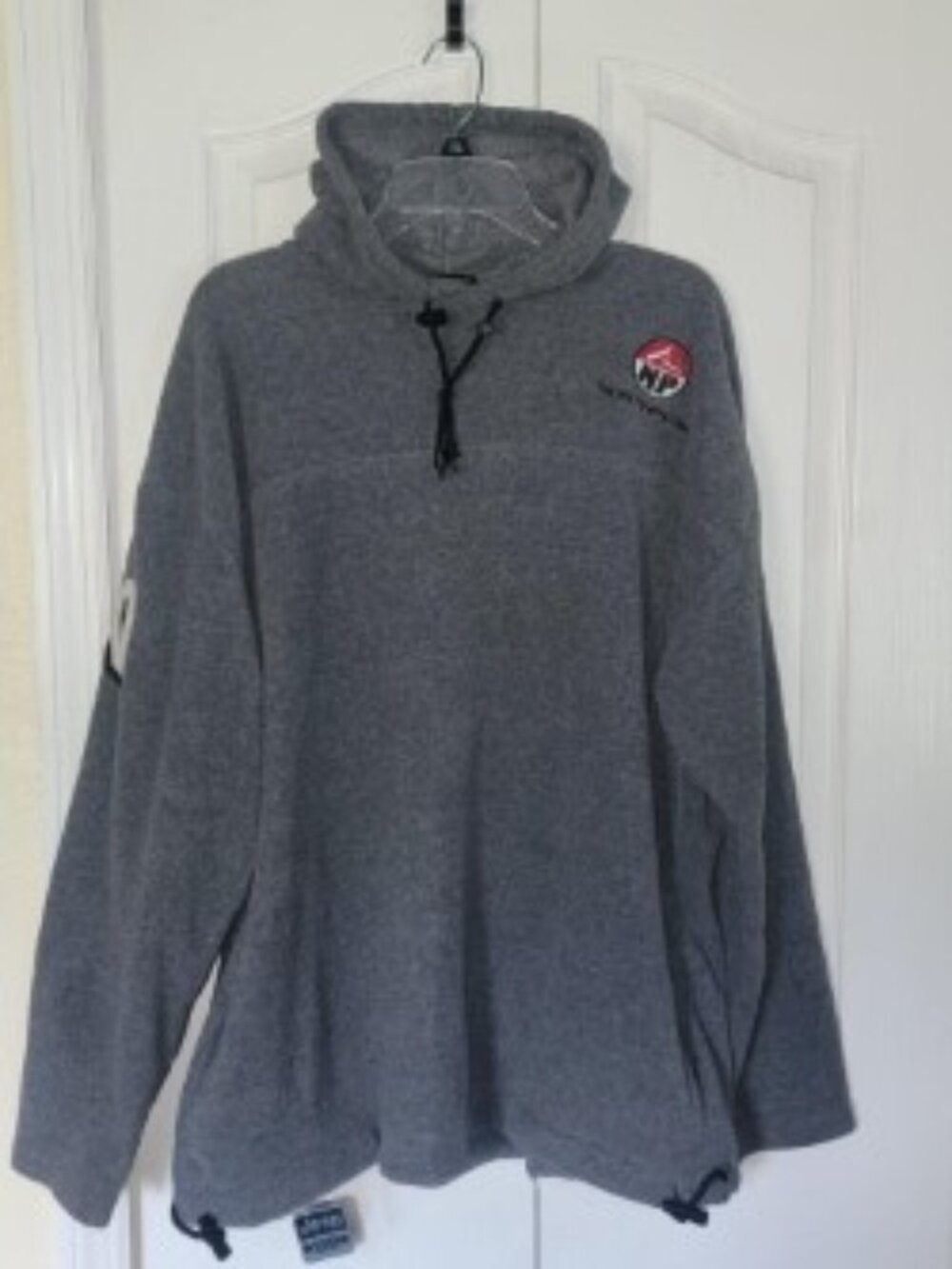 Northpeak NPK Fleece Hoodie Mens XL Gray Vintage Y2K 00 Graphic Toggle Hem